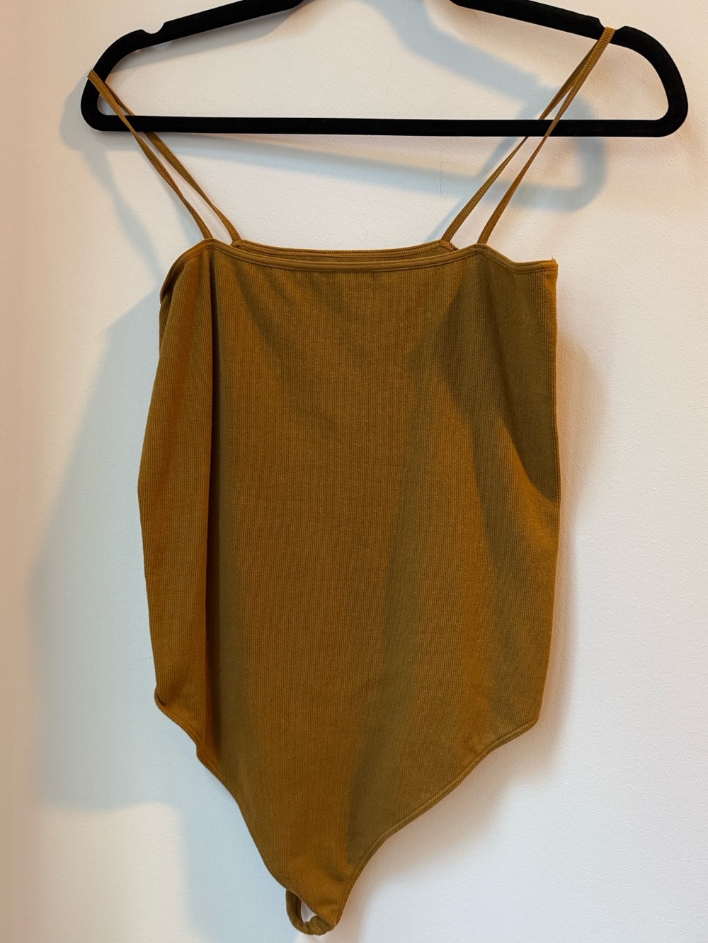 Good American Olive Green Ribbed Square Neck Bodysuit Size 5/6